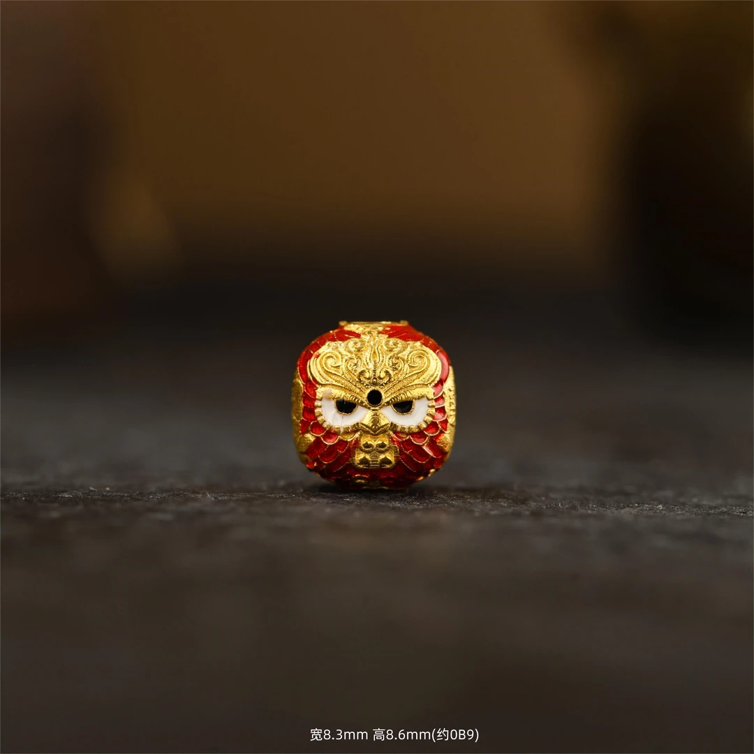 【金豆】18k金高温烧蓝朱雀九紫离火通孔隔珠DIY手串项链配件