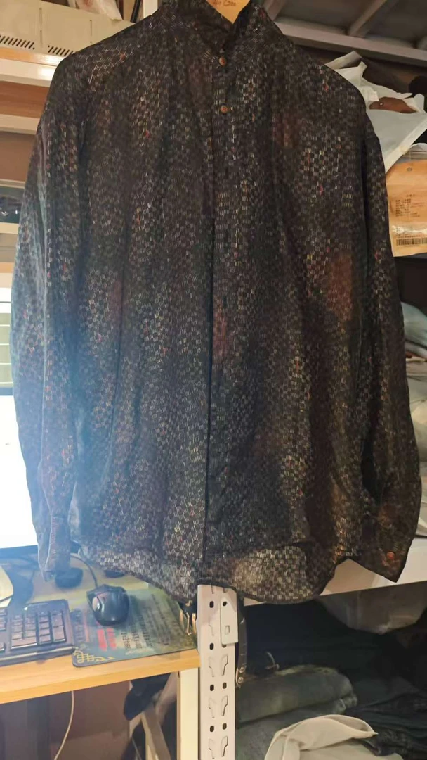 左岸迷香原创靛蓝布真丝长衬衫53705