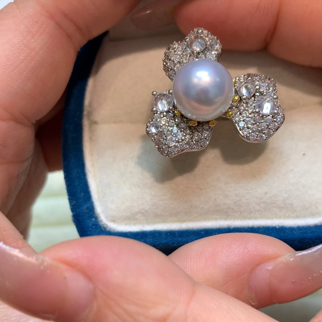 海水珍珠戒指银S925镶嵌