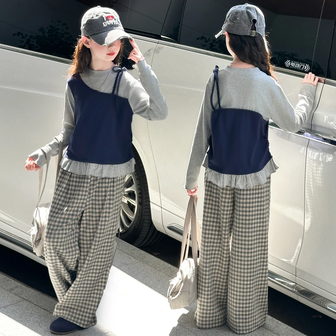 女童秋装网红套装洋气潮款2025年款衣服中大童秋装儿童休闲两件套