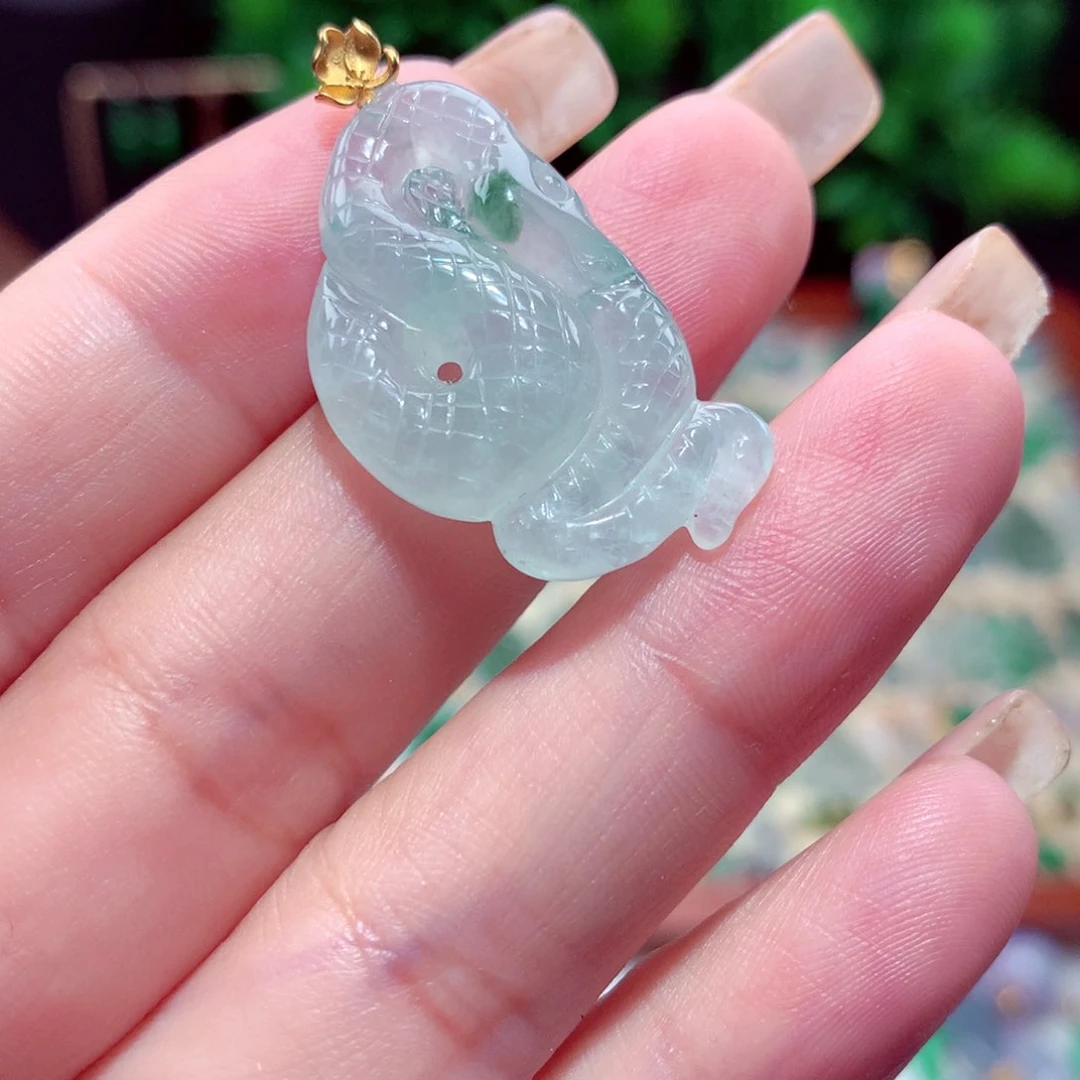 翡翠18K金镶嵌吊坠(不含链)