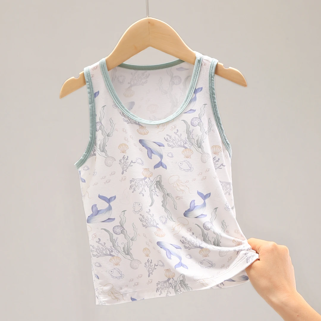 儿童背心男童夏季2025新款内穿男孩薄款冰丝男宝宝大童外穿 2360