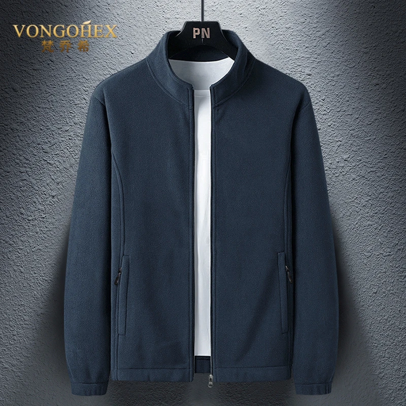 VONGOHEX摇粒绒夹克外套男春秋冬宽松大码保暖抓绒衣休闲开衫卫衣