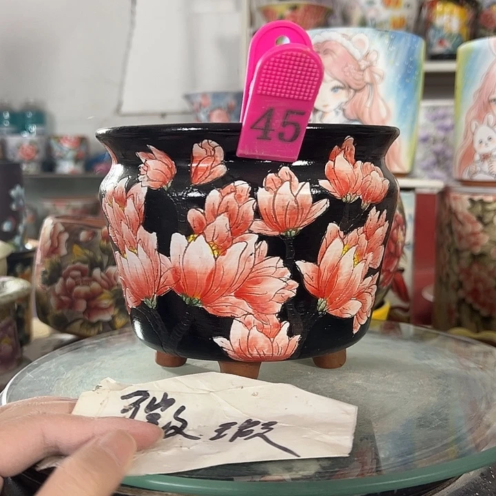 满38包邮景德镇手绘花盆