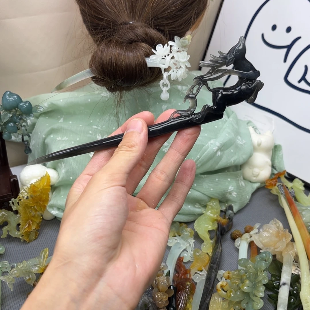 蛇纹石玉合金发饰