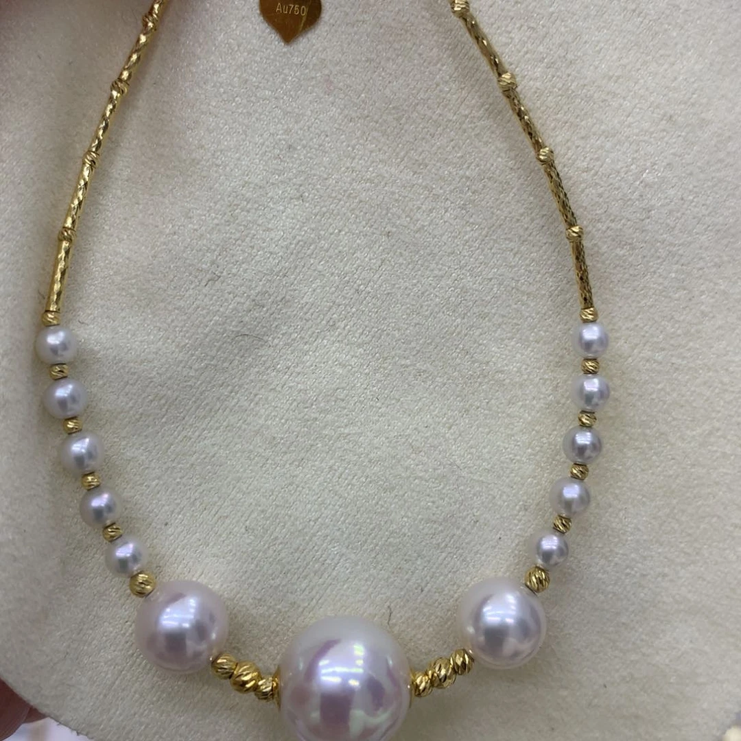 淡水珍珠手绳18K金镶嵌