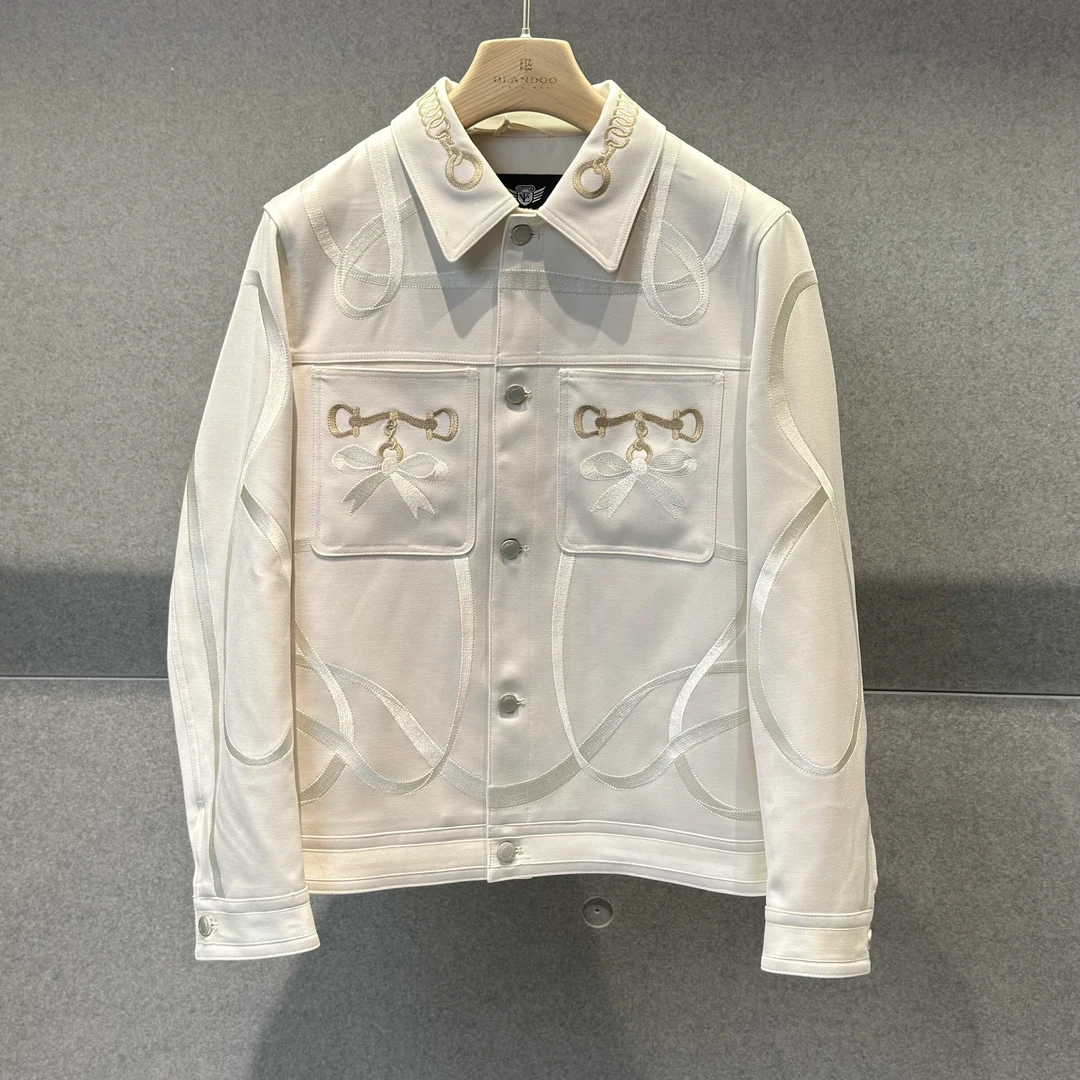 BLANDOO "25新款”  设计师款男士百搭拼接翻领夹克25026