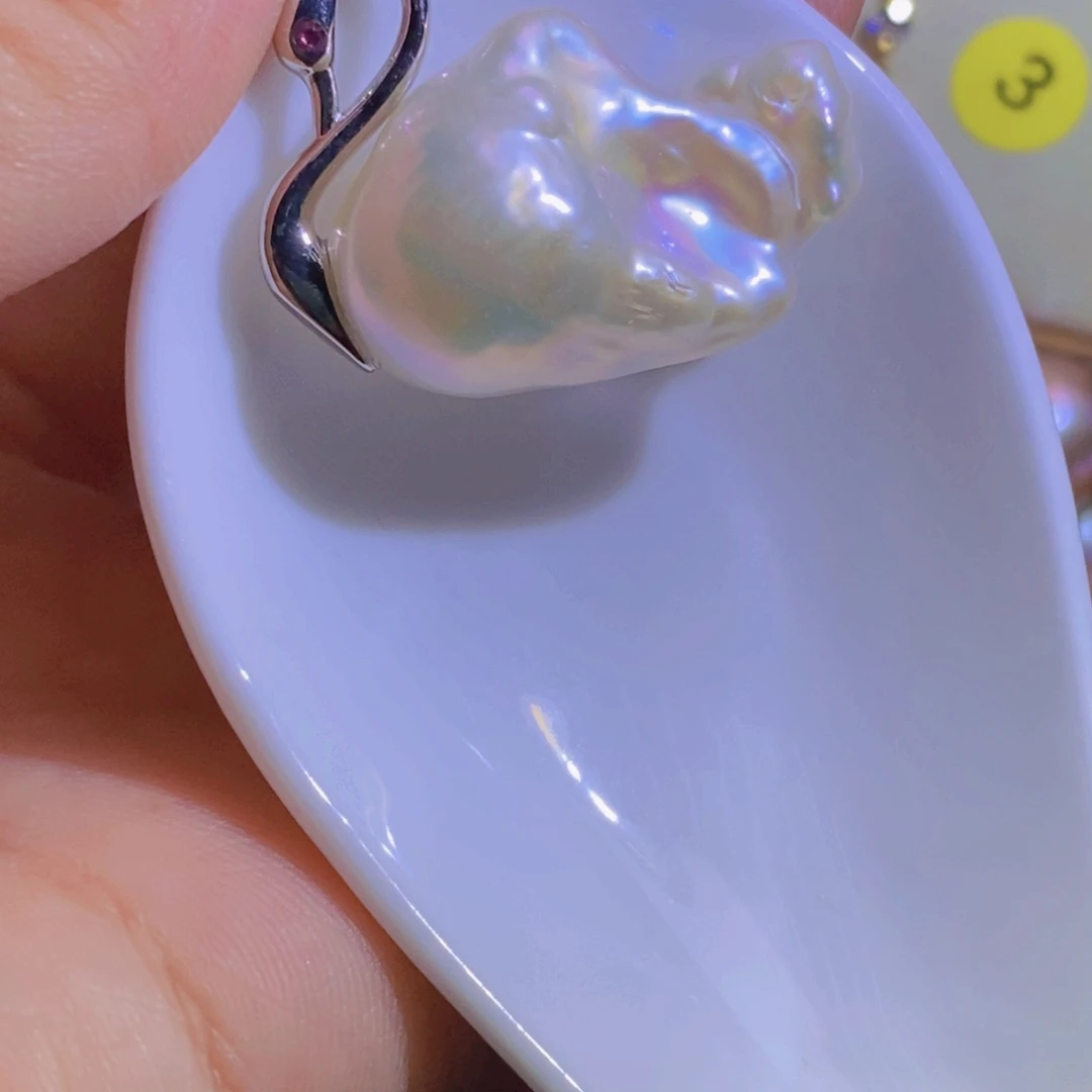银S925镶嵌淡水珍珠微瑕