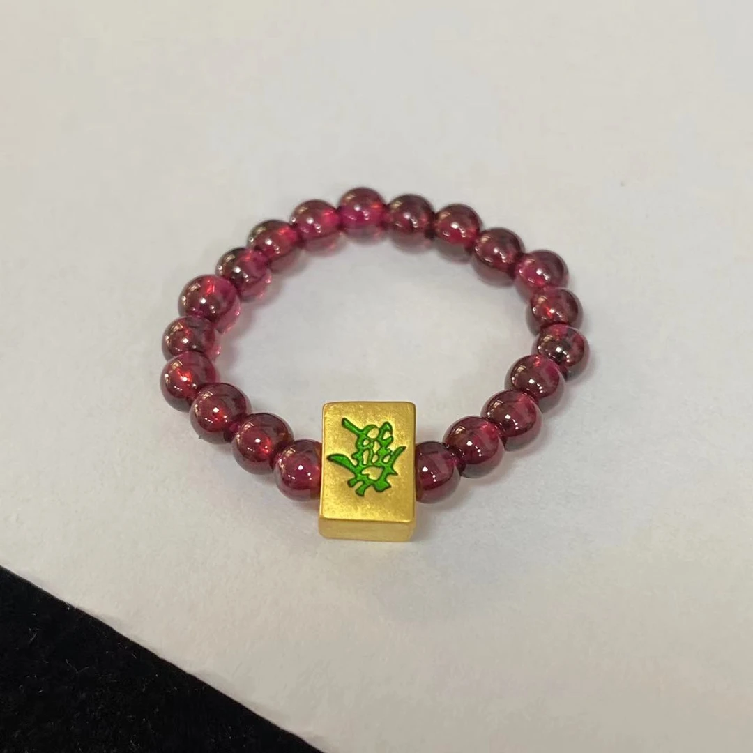 足金999中发麻将石榴石戒@@A108