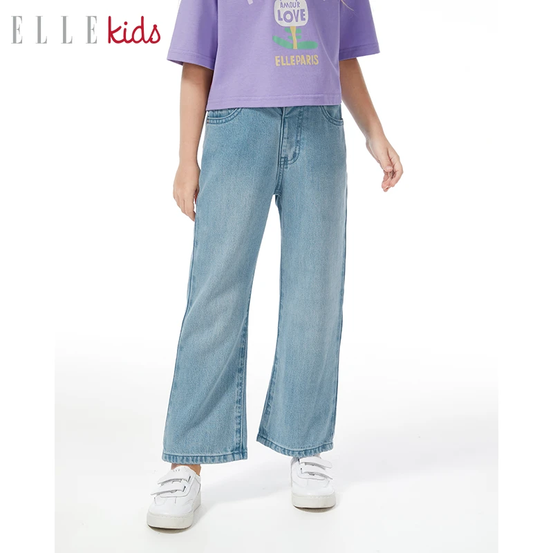 【ELLEkids】 莱赛尔植物纤维牛仔裤女童春夏百搭九分裤子