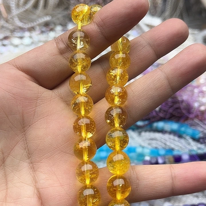 玛瑙/玉髓未镶嵌珠宝半成品一条12mm左右黄水晶