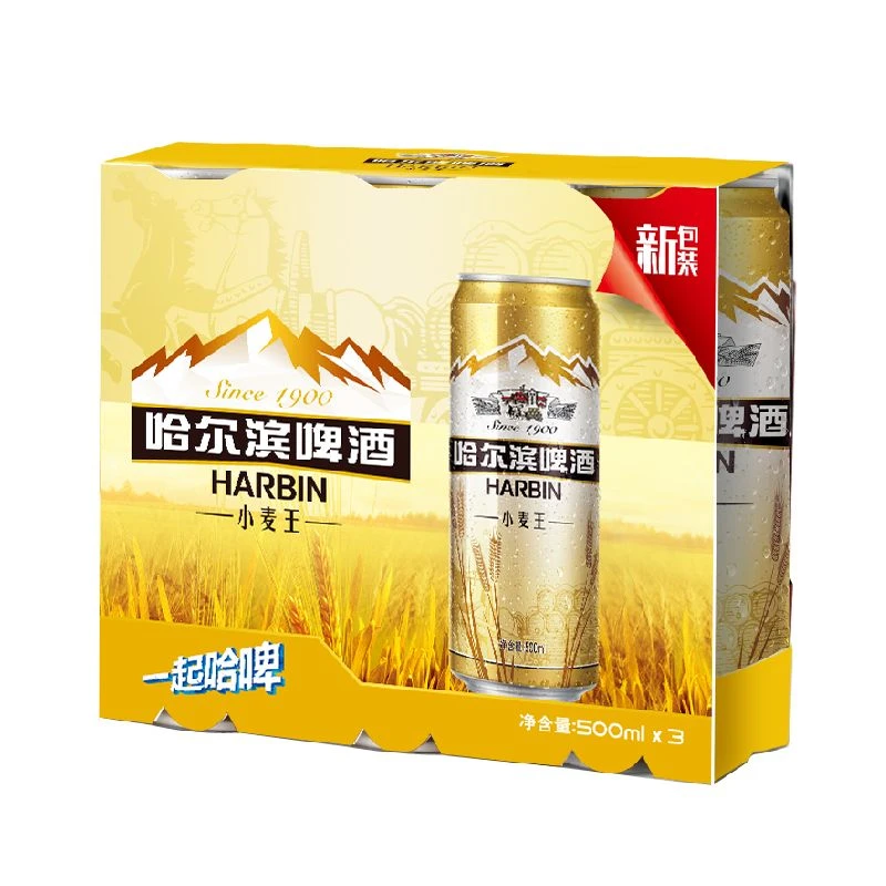 哈尔滨小麦王听装啤酒500ml*3/组