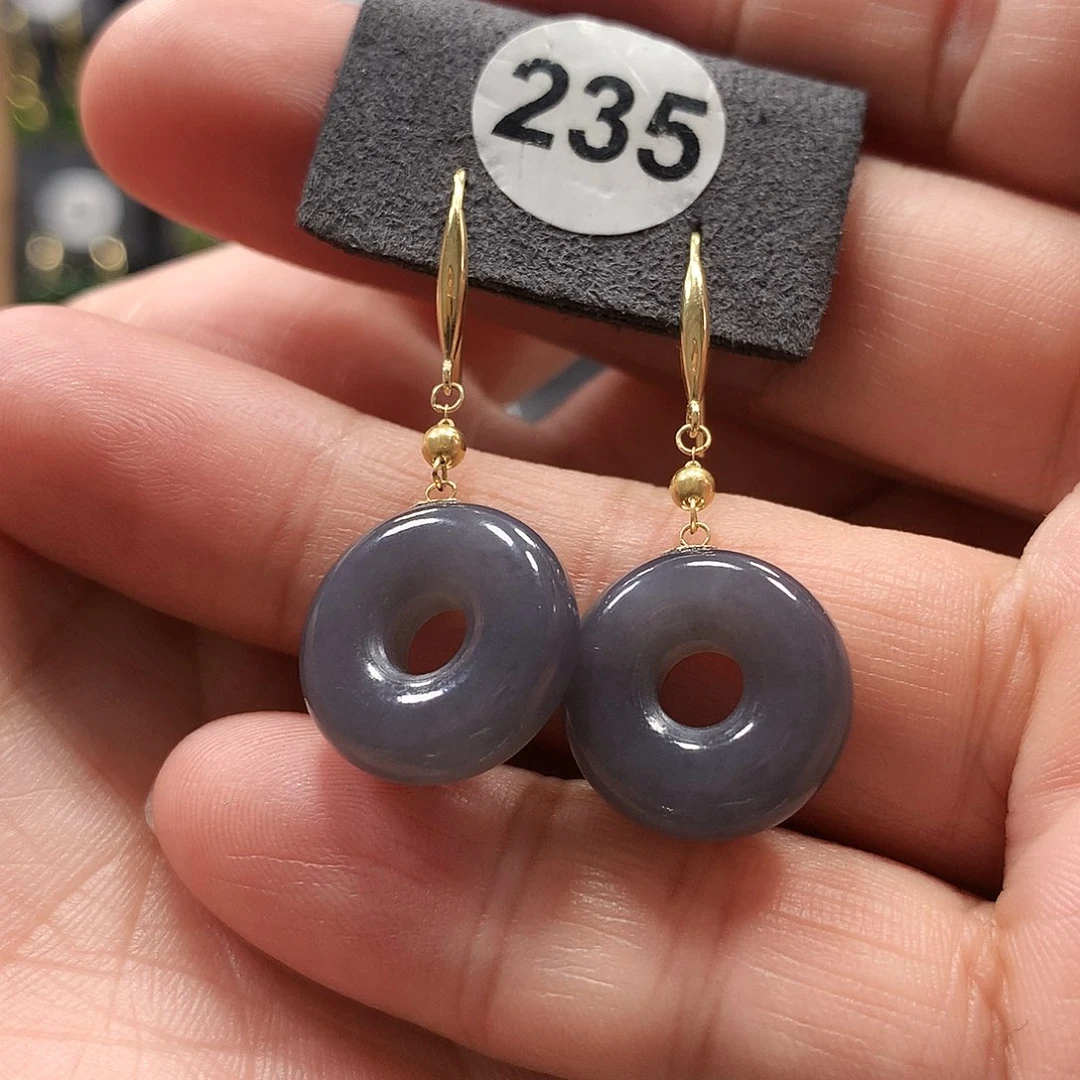 和田玉耳饰18K金镶嵌