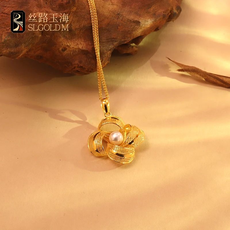 丝路玉海山茶花项链链新疆异域风情民族文化疆派黄金珠宝纯金999