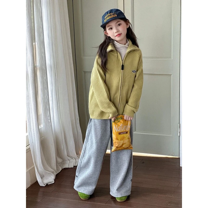 女童毛衣开衫2025秋装新款儿童针织外套女大童小女孩春秋款毛线衣