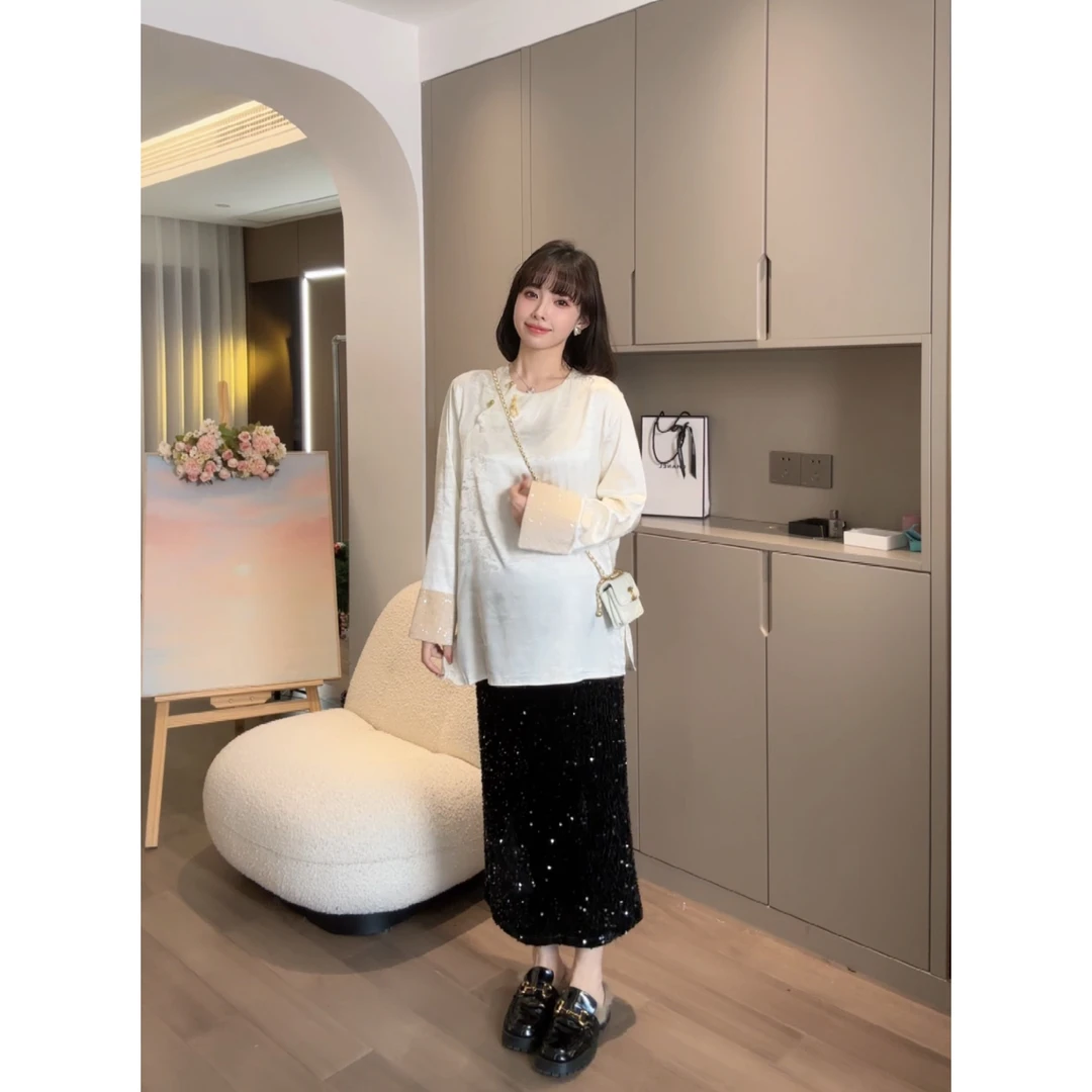 清仓【松茶晚香】娜娜的孕期穿搭/孕妇装秋冬时尚半裙上衣