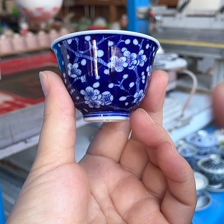 青花釉下彩杯子4个