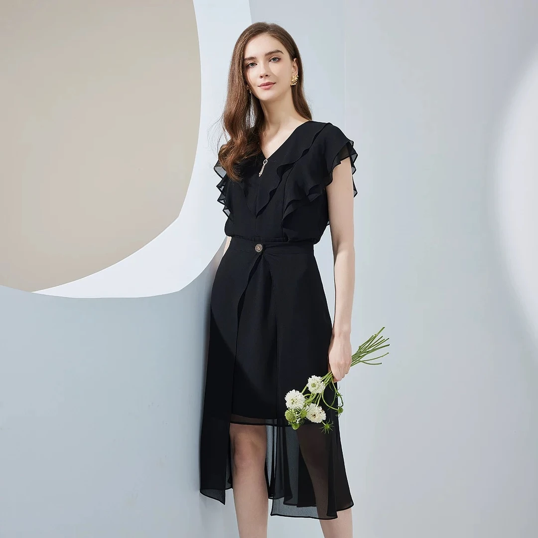 ZL062法式浪漫轻薄柔美荷叶领连衣裙与围裙搭配套装