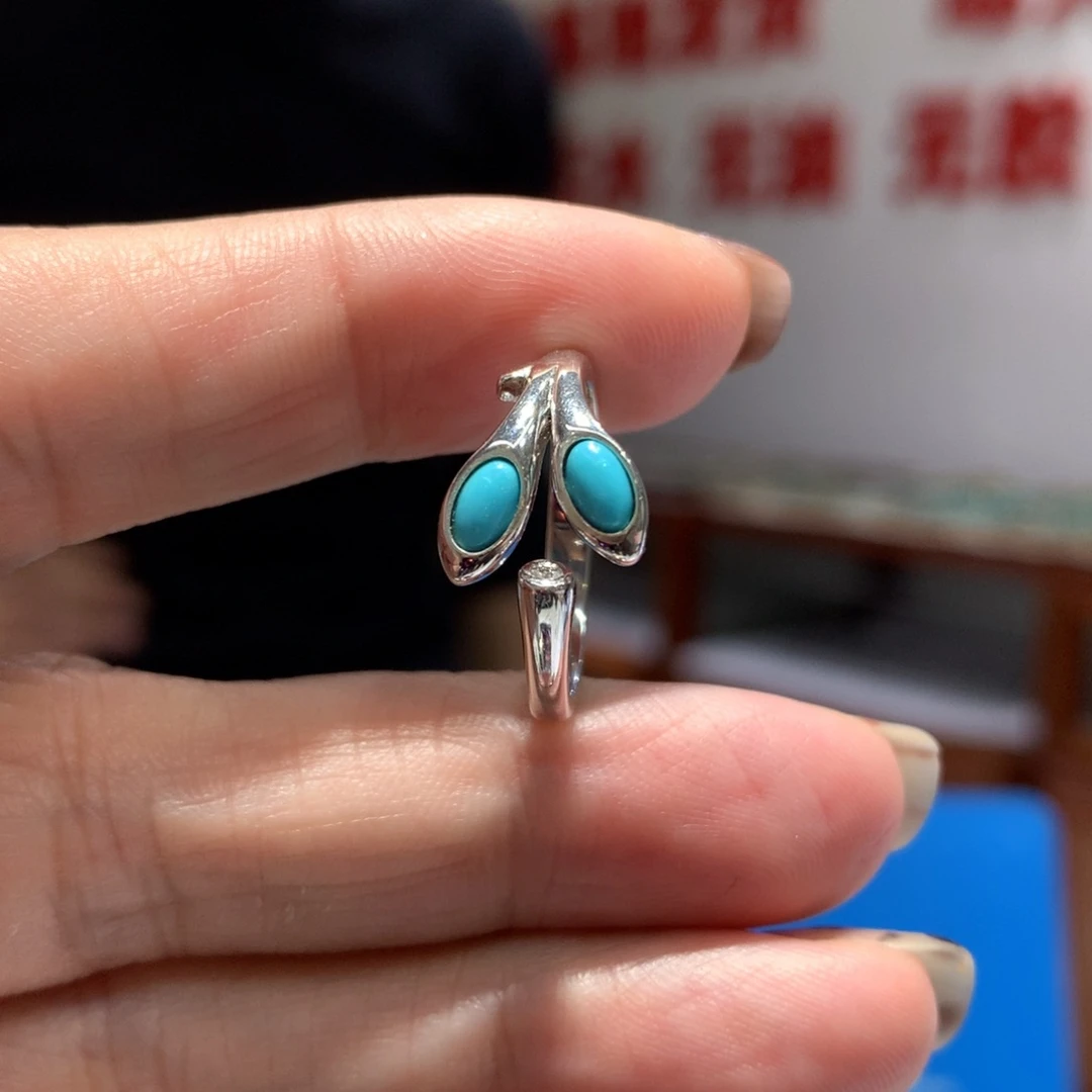 银S925镶嵌绿松石戒指