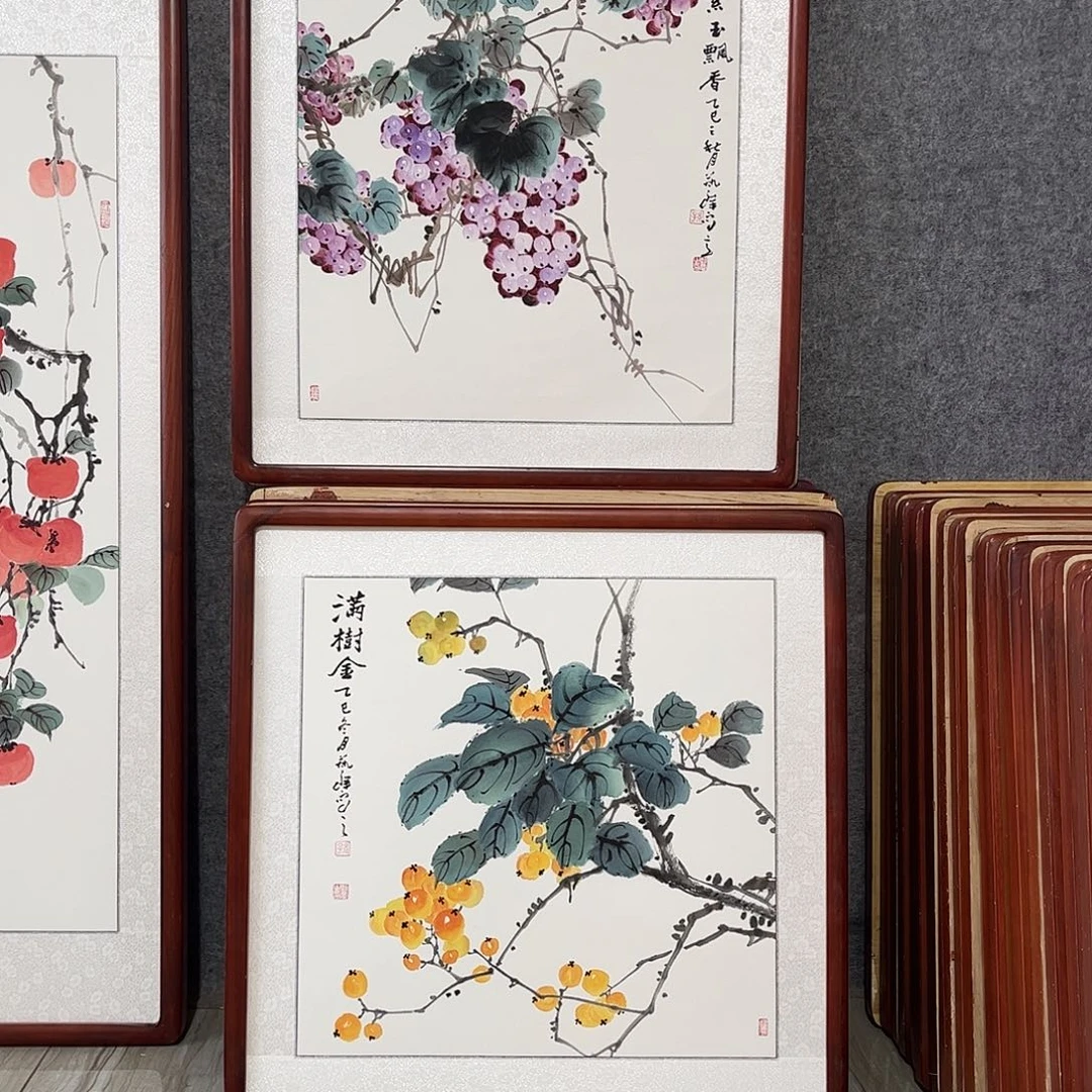 国画书画作品带框.63.×63