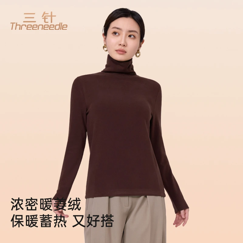 ThreeNeedle/三针姜绒春内搭修身高领防风保暖衣服长袖打底衫
