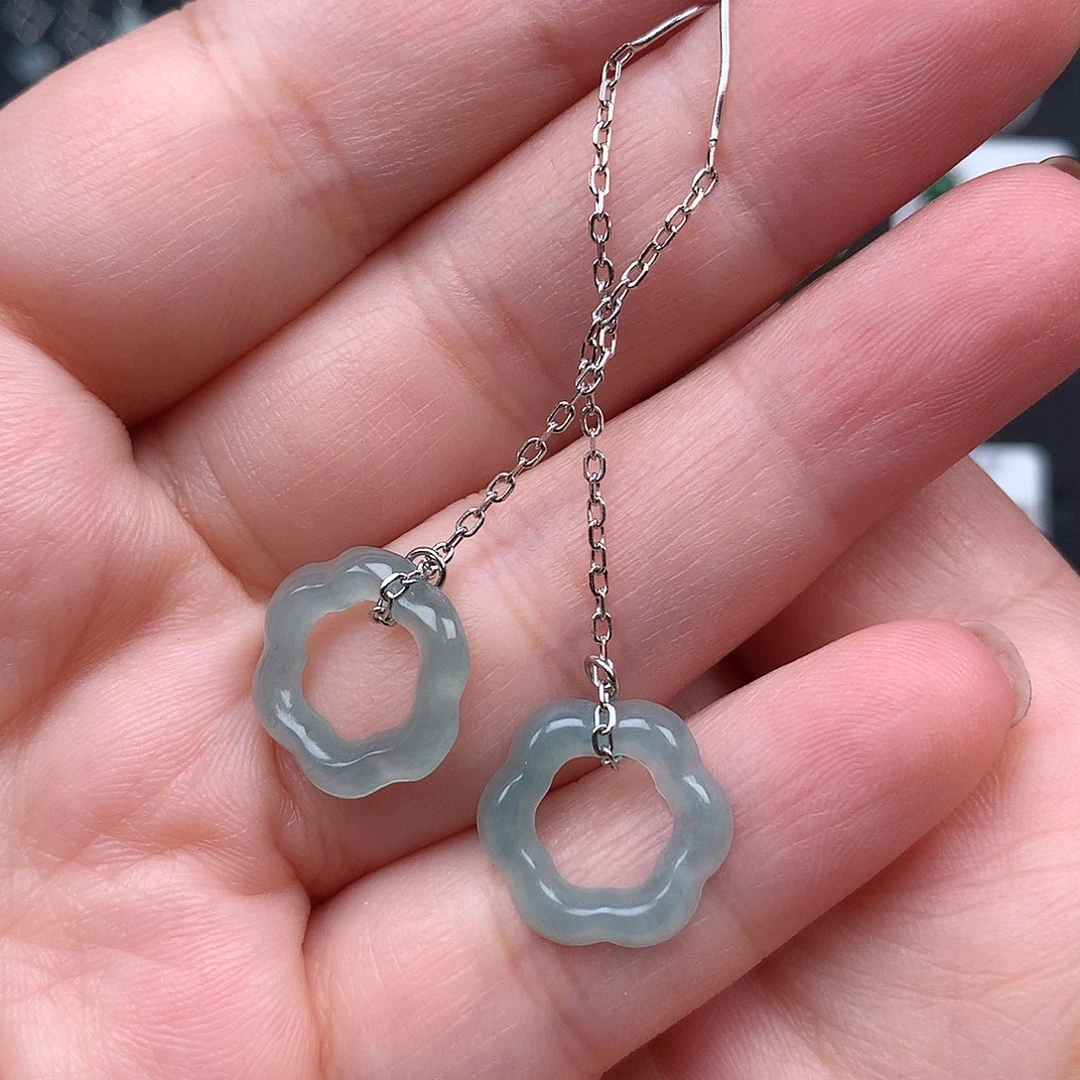 翡翠银S925镶嵌耳饰