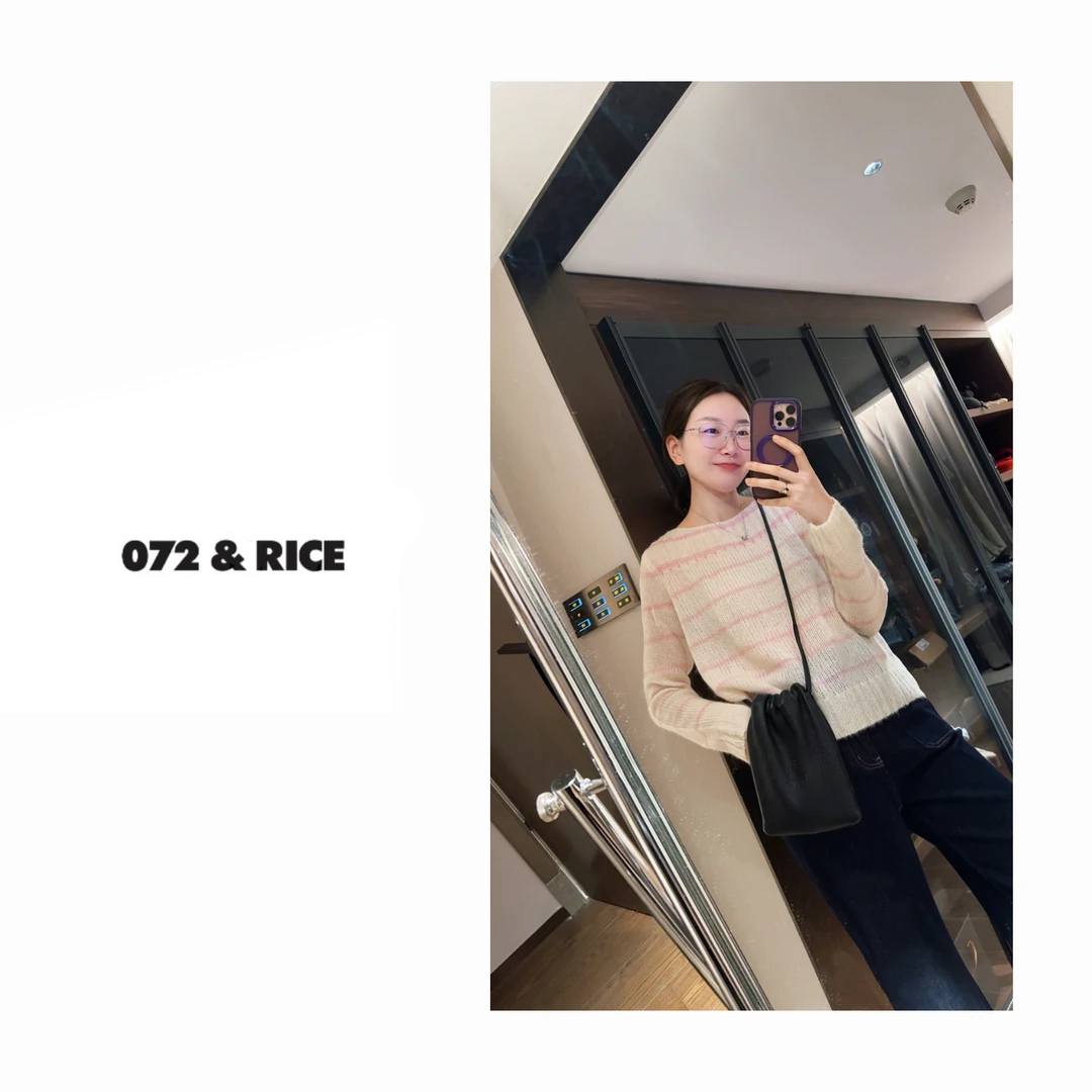 072 & RICE【樱花条】绵羊毛+羊驼毛 秋季休闲长袖针织衫 31LN37691
