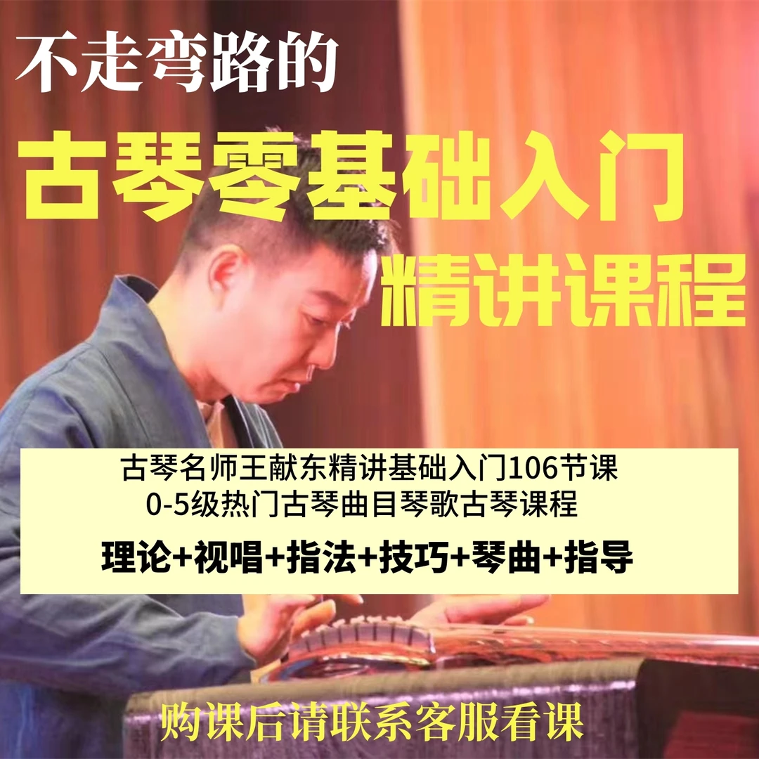 古琴基础入门到精通0-5级106节课程不走弯路王献东教学