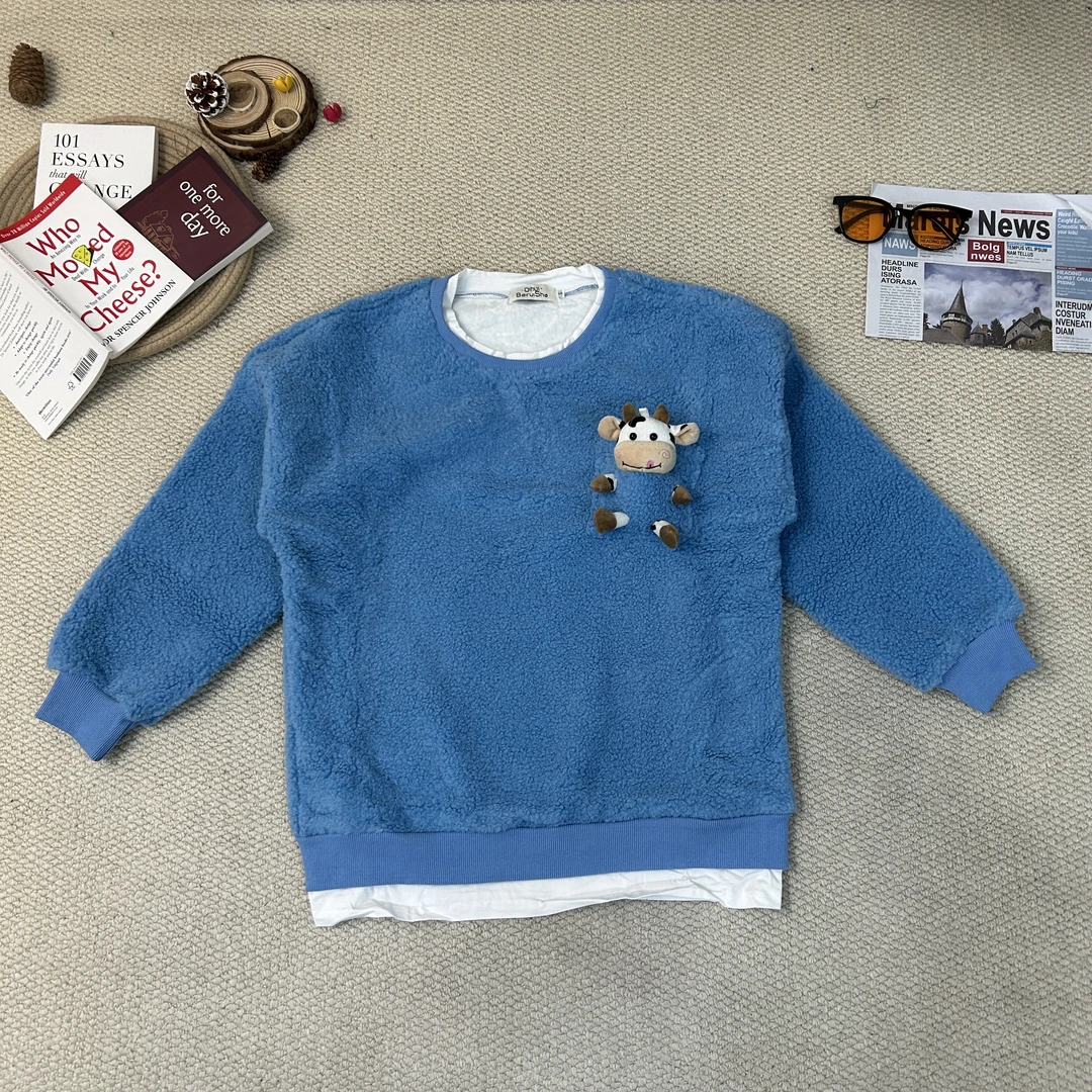 2025春季新款休闲时尚纯色加绒加厚假两件卫衣9070