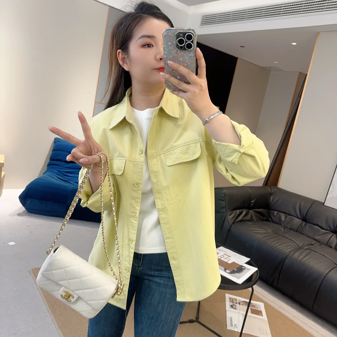 【欧加粒粒】春季小个子定制百搭时尚显瘦衬衫两口袋衬衣 F99180