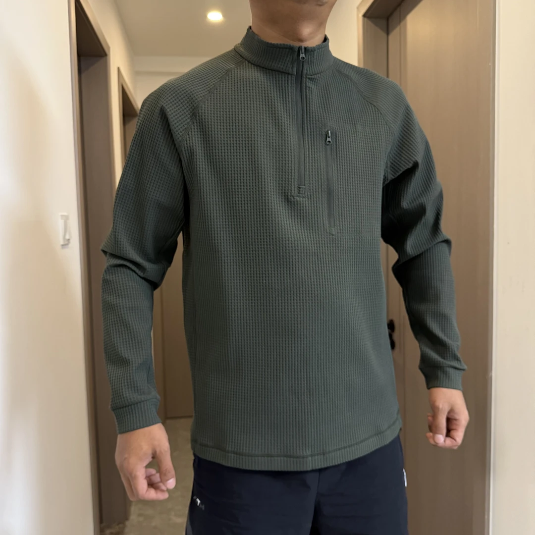 简约风！松弛感！春秋款男士半拉链立领显瘦百搭耐磨华夫格长袖卫衣