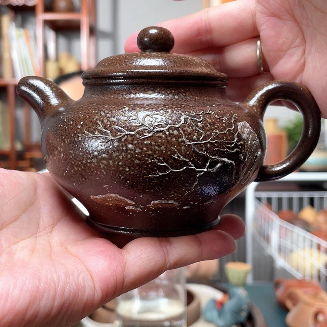 茶壶紫泥古龙窑柴烧掇只