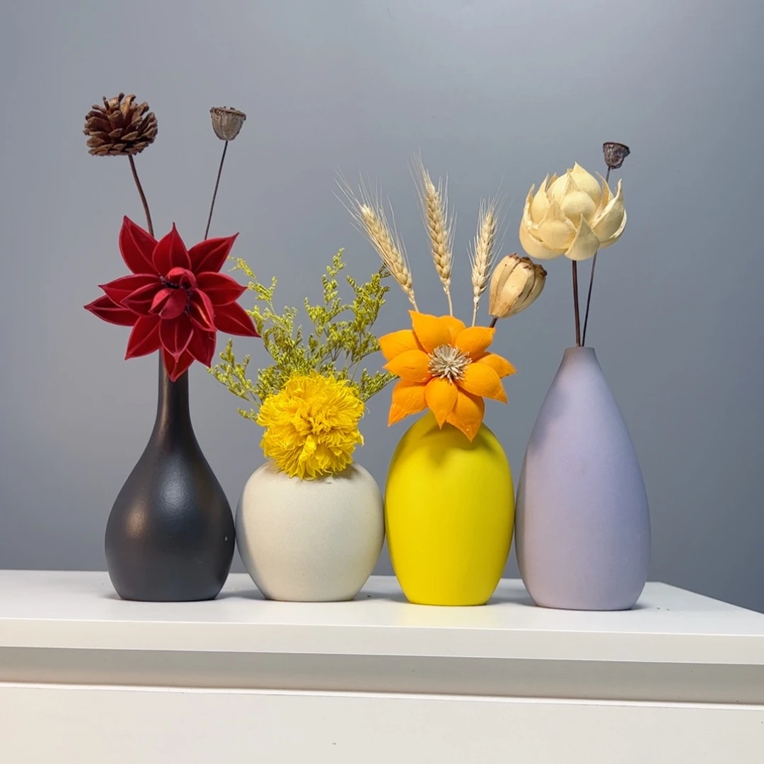 瓷片景德镇手作陶瓷花瓶摆件无孔