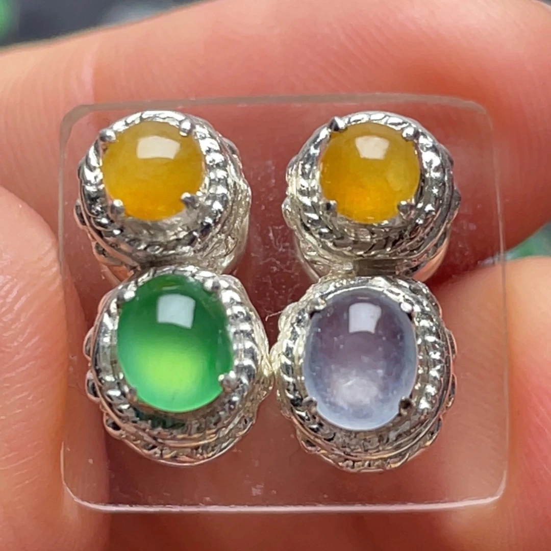 翡翠未镶嵌耳饰纯天然缅甸翡翠A货