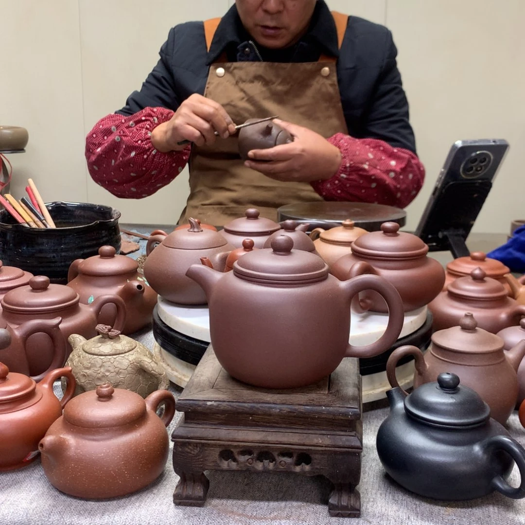 紫泥茶壶鲍尊260 C半手工制作