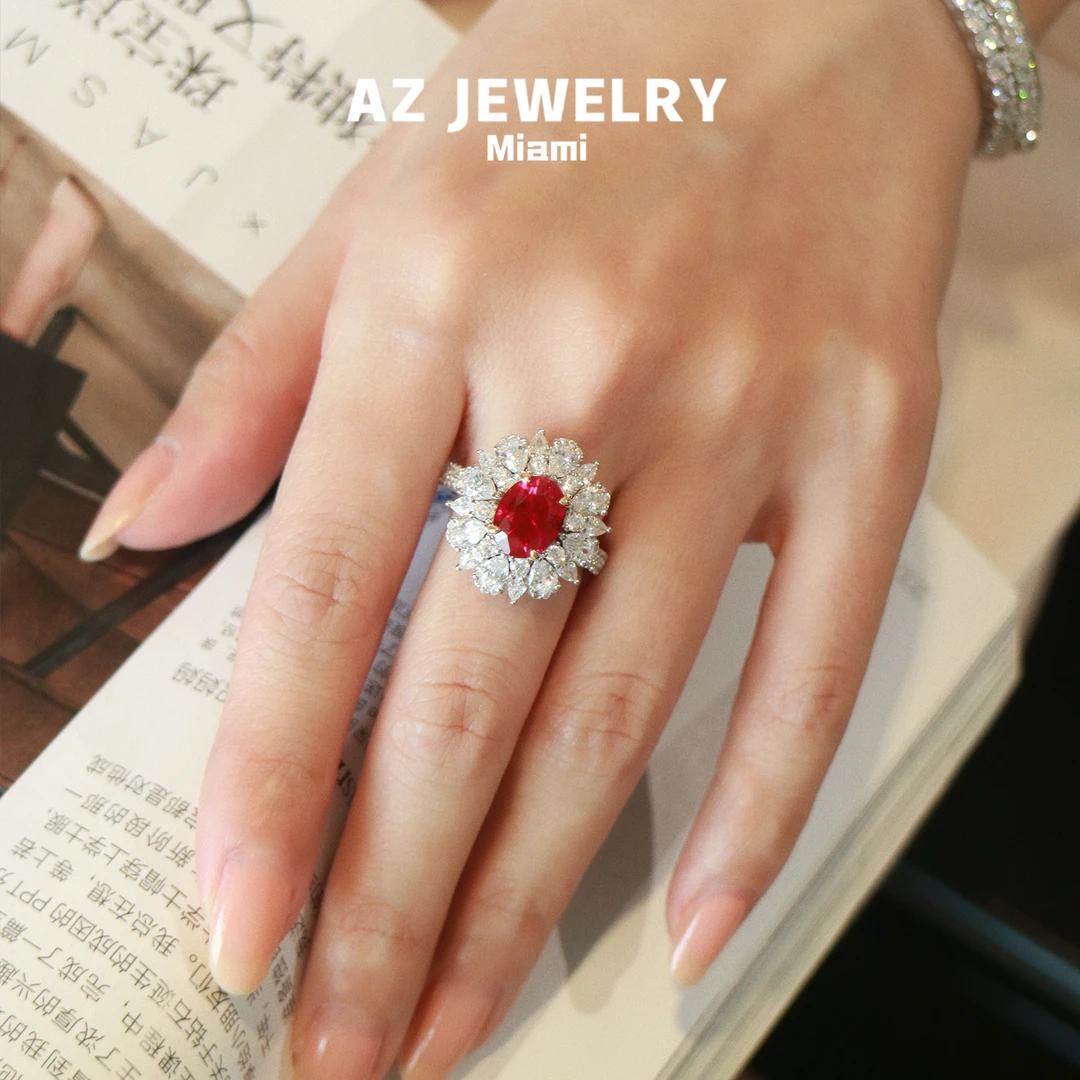 925银合成锆石戒指 【温莎城堡】设计师华丽红色戒指复古气质指环女