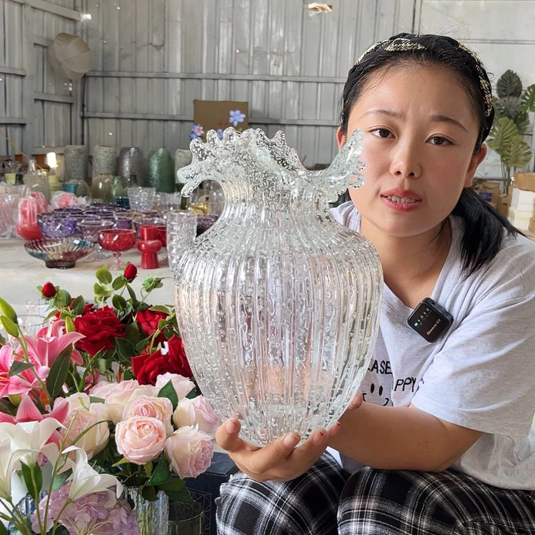 水晶花瓶夜光大浪花