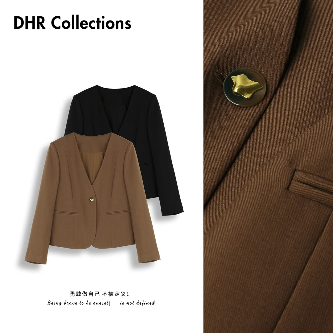 豆豆6【小西装外套】早秋新款高级感气质显瘦通勤上衣女-DQ1622