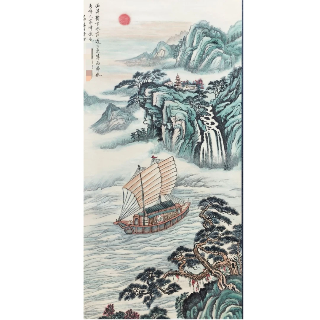 张老款 山水立轴图65*136约7.9平尺