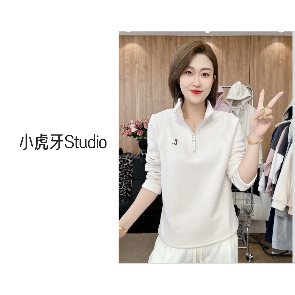 『小虎牙Studio』外贸2024秋冬新款休闲百搭加绒保暖卫衣-6371