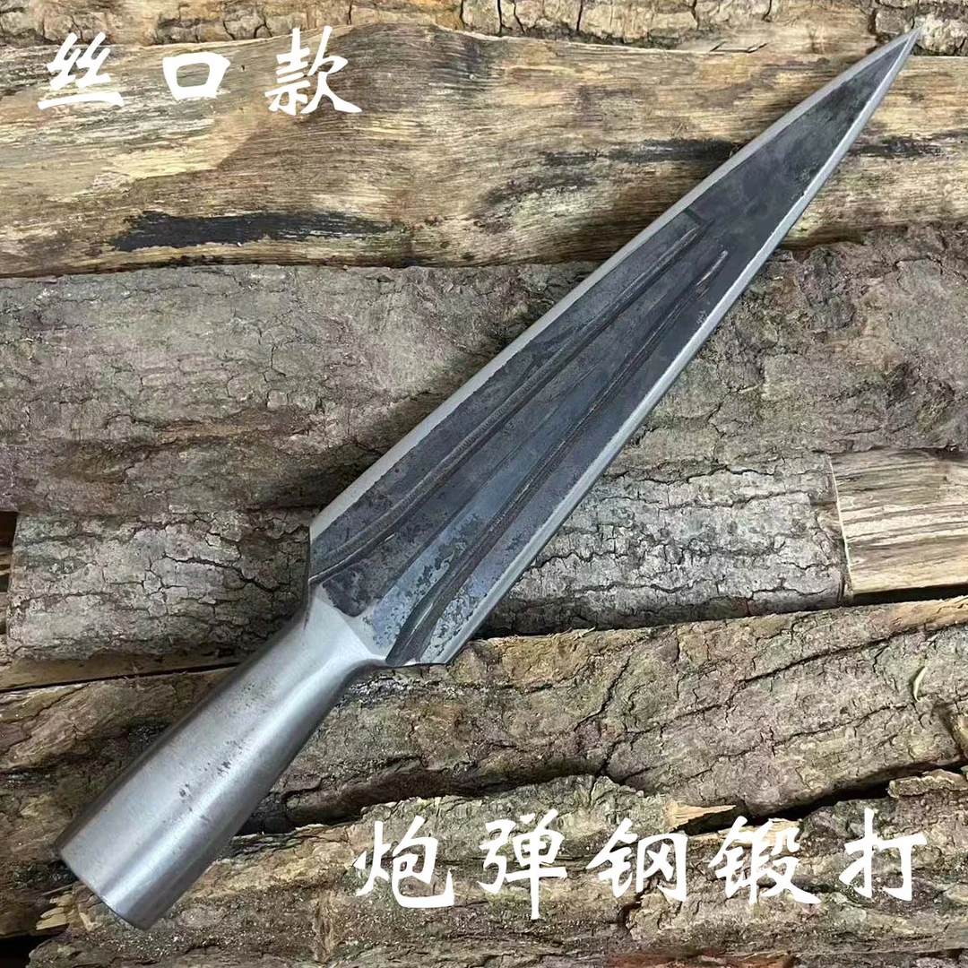 未开刃手工锻打炮弹钢开刃红缨枪长矛户外护农练武术枪头霸王枪