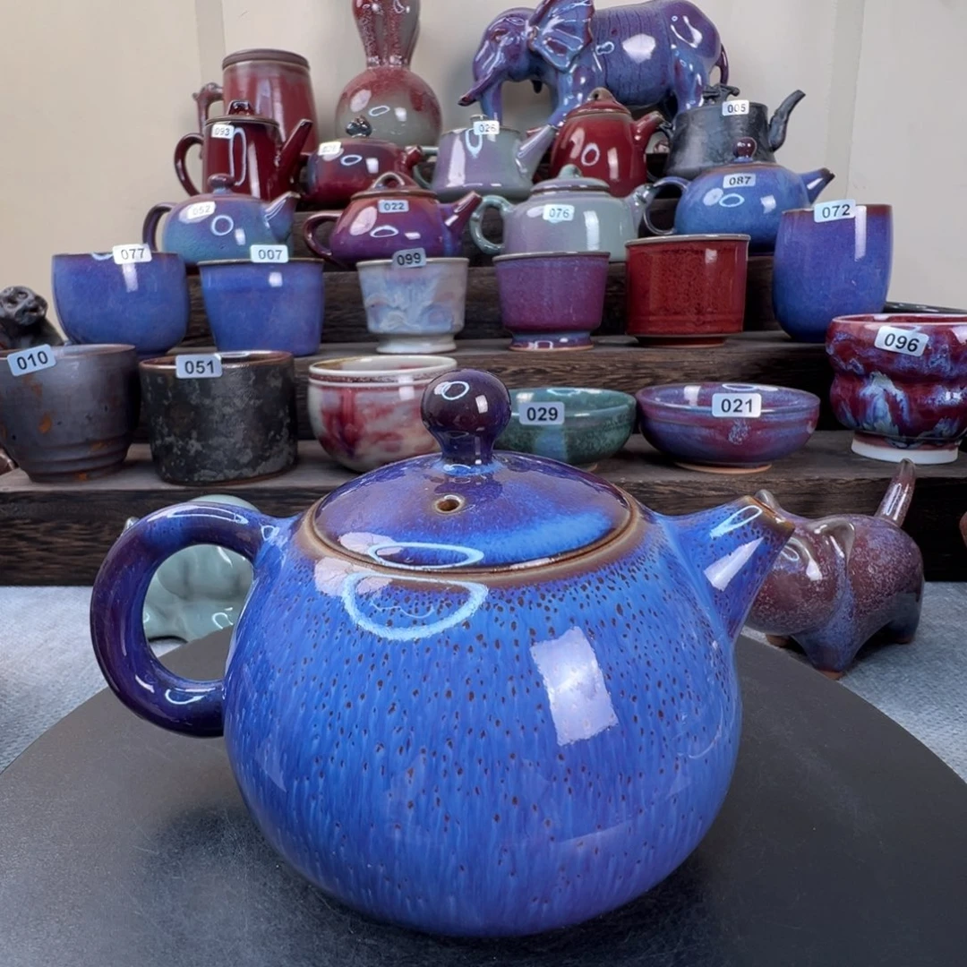 特价微瑕蓝炉钧福利不调不退满容230ml西施一把