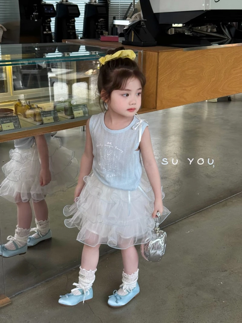 苏右夏季新款女童韩版小兔子印花背心T恤（SY-662012）