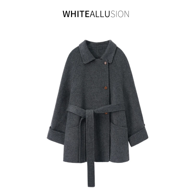 素典【康顿大衣】气质短款时尚毛呢中长款双面呢秋冬大衣3062