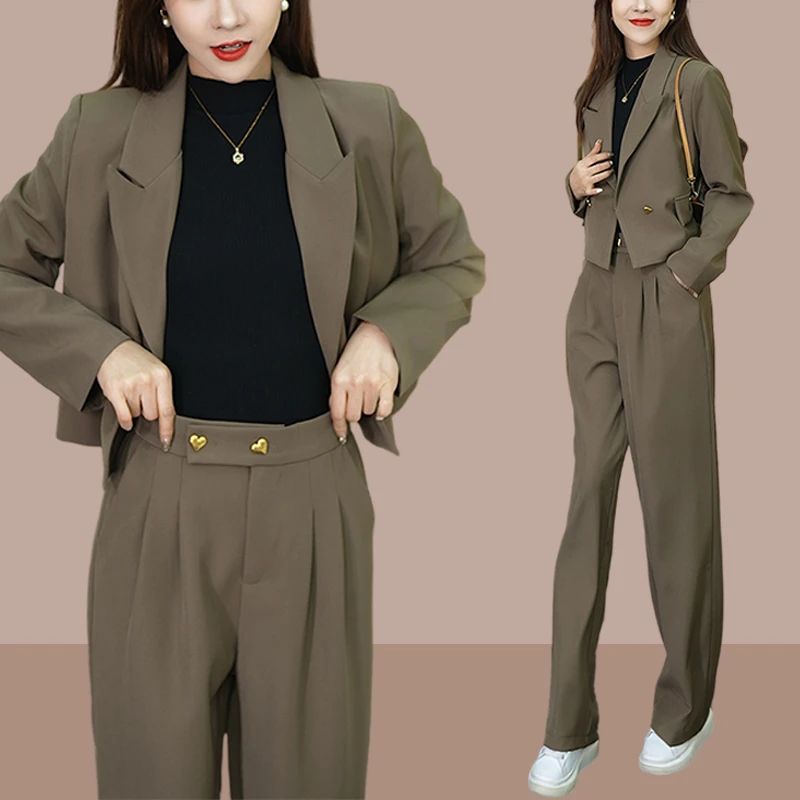 夏季春秋季新款爆款休闲气质网红西装两件套显瘦百搭女士洋气套装