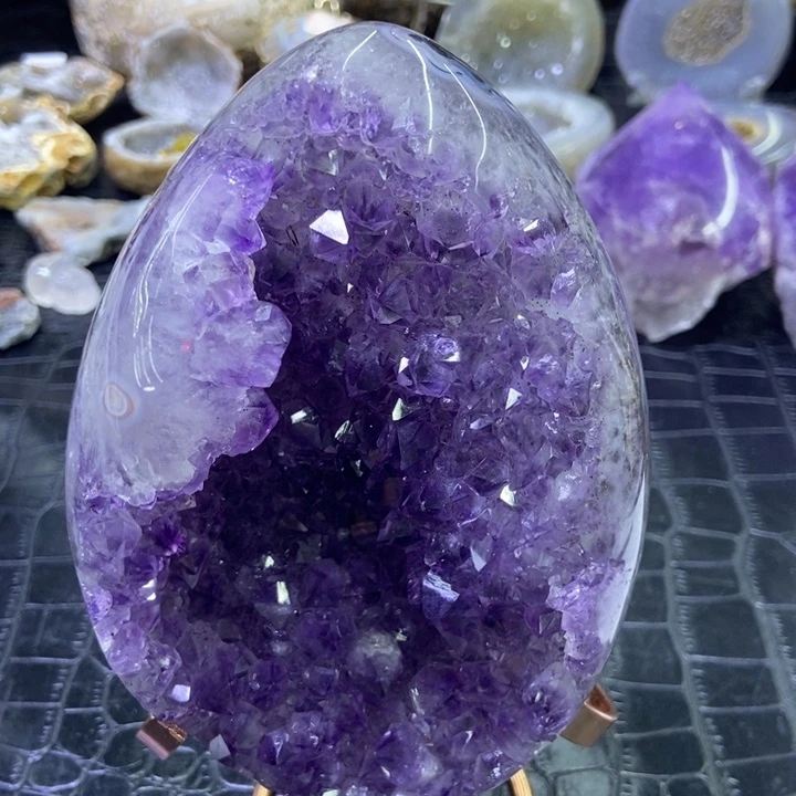 水晶珠宝半成品未镶嵌墨紫晶恐龙蛋