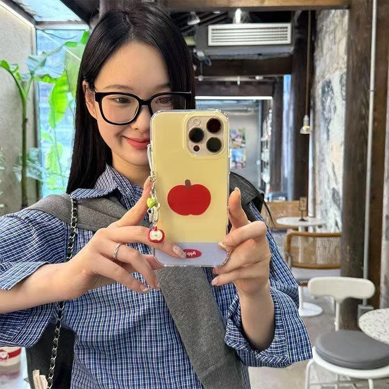 红苹果适用华为mate60苹果oppo小米15/14/13pro防摔vivo手机壳女