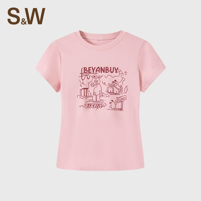 【大锅】SW速惟圆领印花T恤春夏透气经典休闲百搭短袖 4462