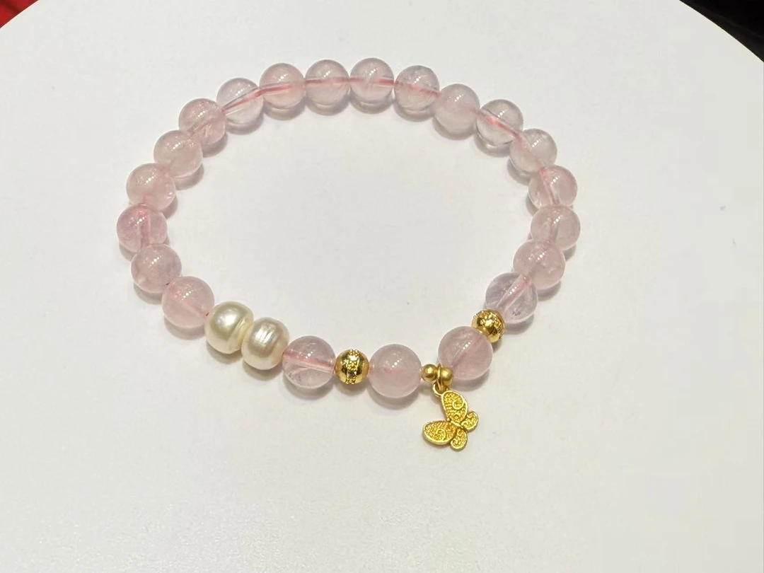 【金展珠宝】 粉水晶蝴蝶手串