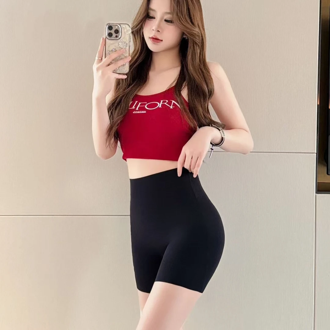 高腰收腹短裤防走光束腰无痕大码不卷边薄款免穿内裤收腹裤女X12